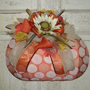 Handmade Halloween Fall Pumpkin Shape Door Wreath